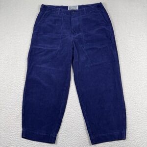 Garbstore Corduroy Ruffle Pants Men 34R Navy Adjustable Flap Pockets 34x25.5 EUC